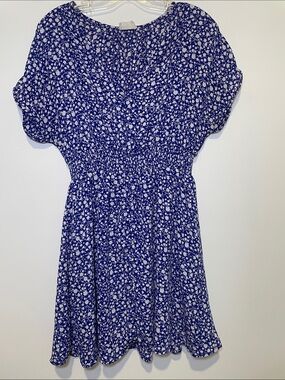 Sienna Sky Blue and White Floral Smocked Waist Dress